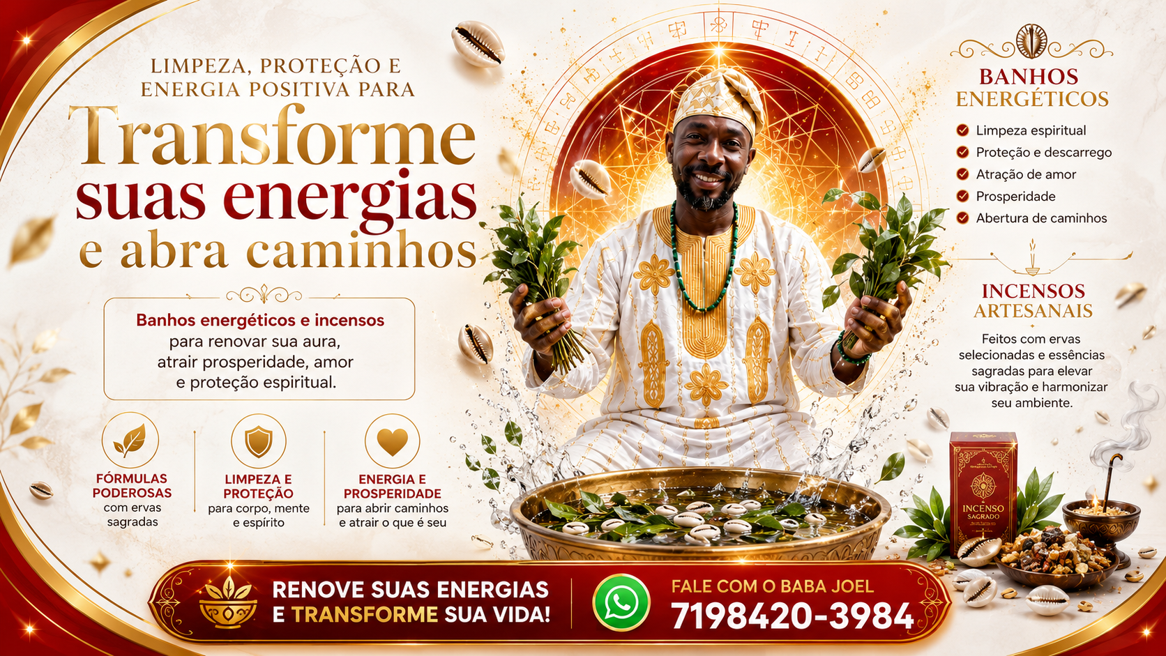 Banhos energéticos e incensos artesanais — limpeza, proteção e energia positiva